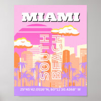 Miami Beach, Miami Travel Art, Preppy Room, Pink