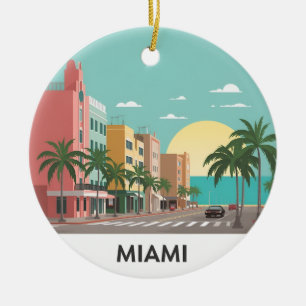 Miami Beach Ocean Drive Art Deco Ceramic Tree Decoration