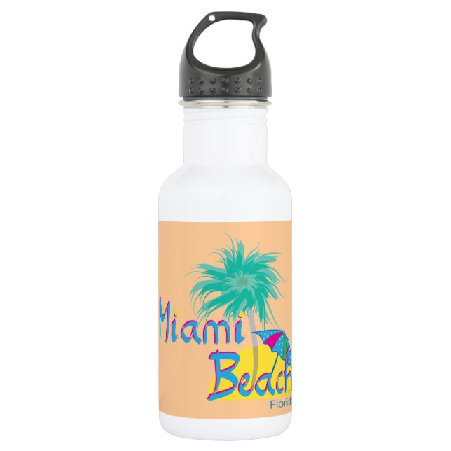 Miami Beach Palm and sun 532 Ml Water Bottle (Front)