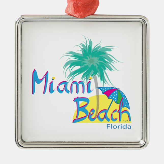 Miami Beach Palm and sun Metal Tree Decoration (Front)