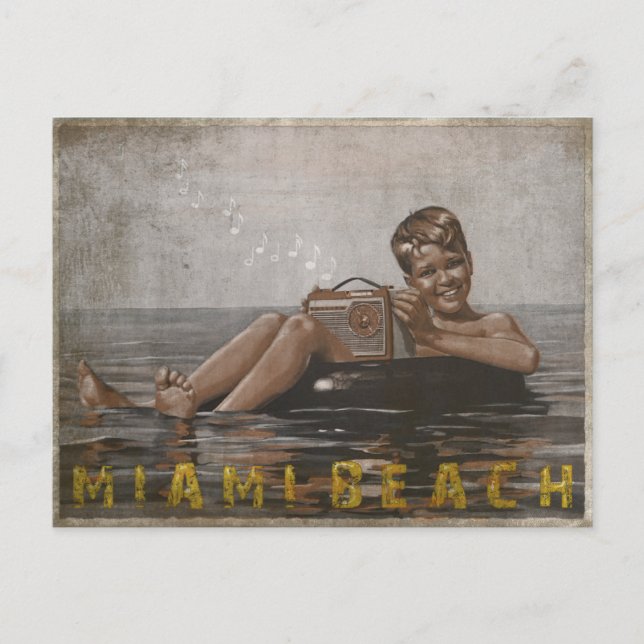 Miami Beach Postcard with Cool Vintage Guy (Front)