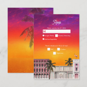 Miami Beach Rainbow Row Charleston Palm Wedding RSVP Card