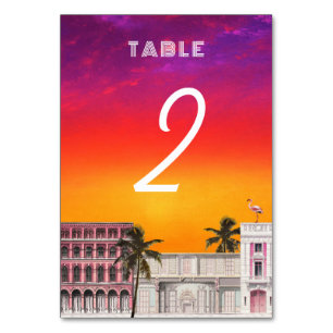Miami Beach Rainbow Row Charleston Palm Wedding Table Number