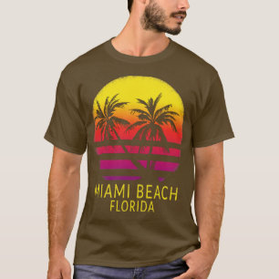 Miami Beach South Florida Vintage Tropical Sunset  T-Shirt
