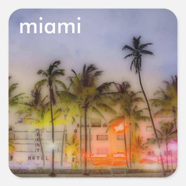 miami BEACH Square Sticker (Front)
