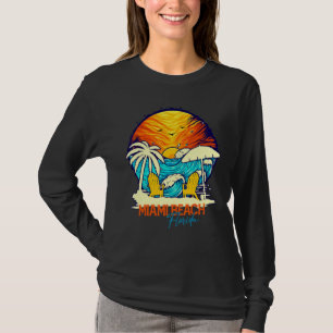 Miami Beach Sunset Florida Vacation Couples Family T-Shirt