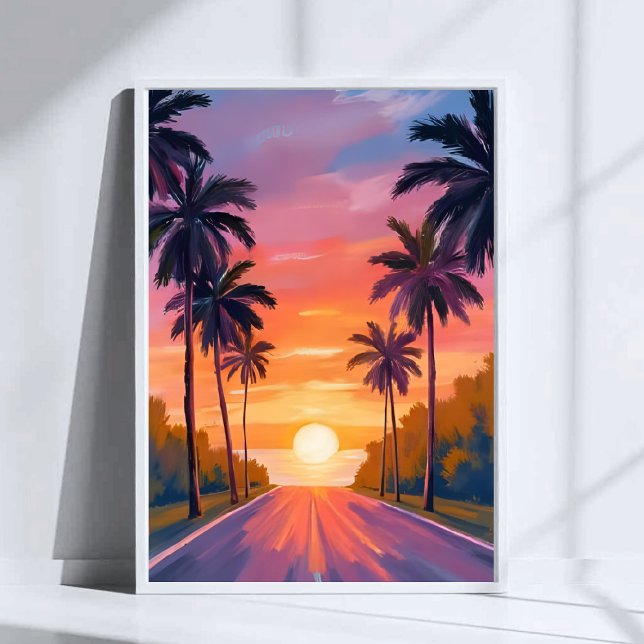 Miami Beach Sunset Palm Tree Tropical Poster (Creator Uploaded)