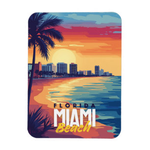 Miami Beach Sunset Vibrant Florida Coastal Magnet