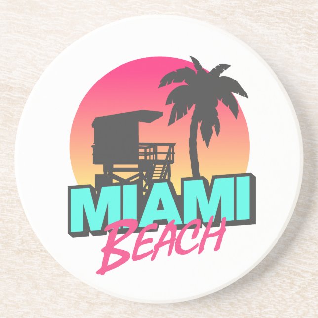 Miami Beach Travel Vintage  Coaster (Front)