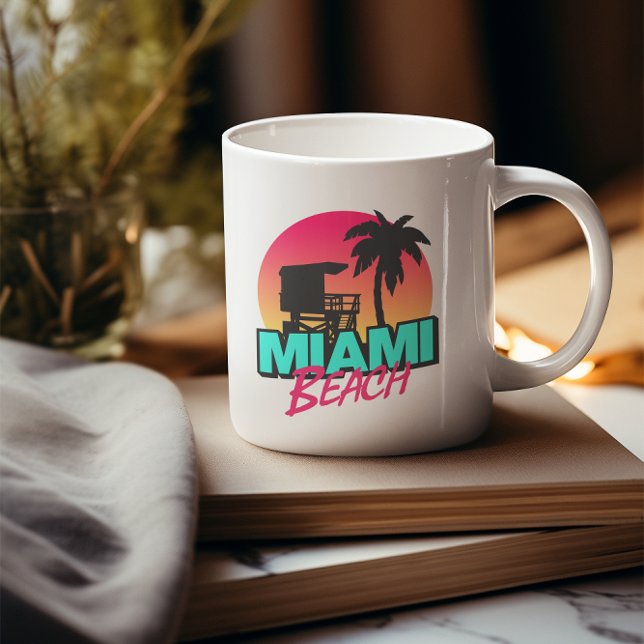 Miami Beach Travel Vintage  Coffee Mug (retro miami coffee mug)