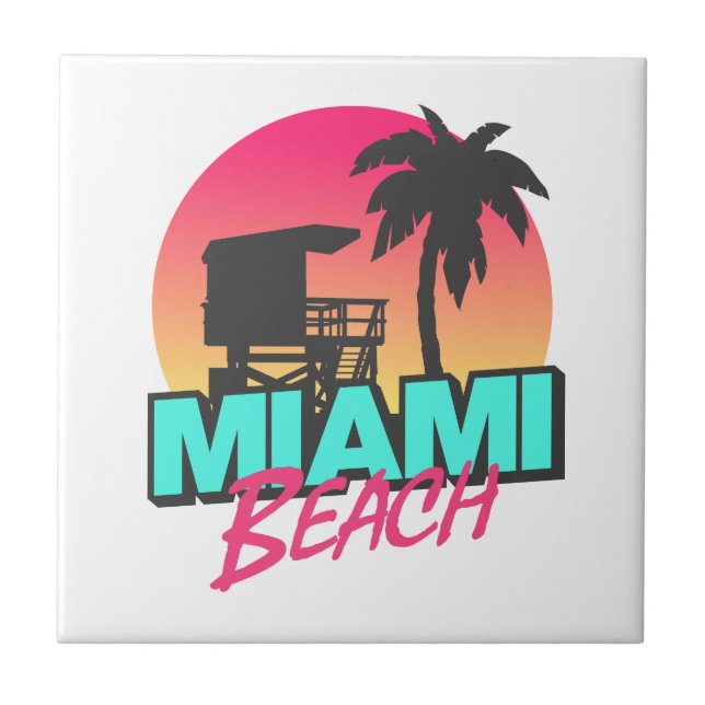 Miami Beach Travel Vintage  Tile (Front)