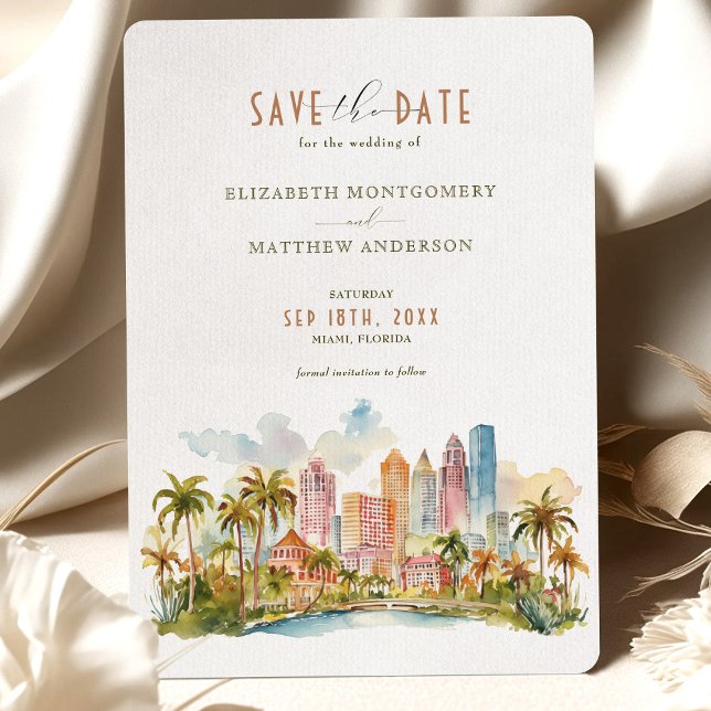 MIAMI Beach Waterfront Elegance Save-the-Date Invitation (Creator Uploaded)