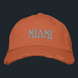 MIAMI Blue and Orange Vintage Style Distressed Embroidered Hat<br><div class="desc">MIAMI Blue Embroidered vintage style distressed Orange cotton hat. Makes a wonderful gift for anybody who loves Miami FL! If you would prefer to have your personal text then simply select "Personalise this template" details button to enter your choice of custom text. Embroidery is also customisable to other colour choices...</div>