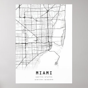 Miami Cartography City Map Poster