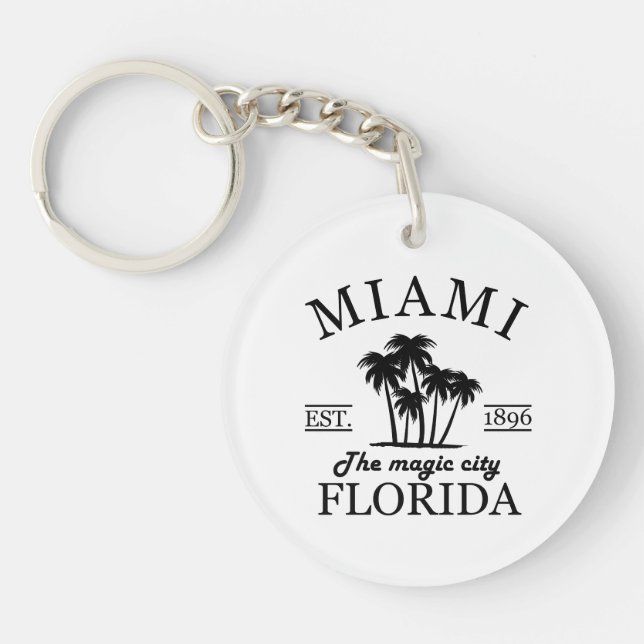 Miami City beach of Florida Key Ring (Front)