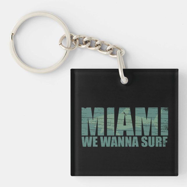 Miami city Florida blue Key Ring (Front)