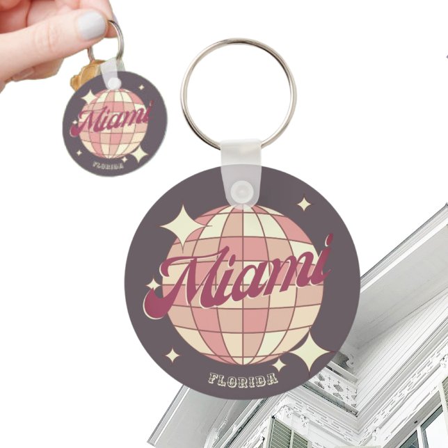 Miami City Florida holiday travel souvenir purple  Key Ring (Creator Uploaded)