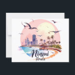 Miami City Florida skyline Postcard<br><div class="desc">Celebrate the vibrant energy of Miami, Florida with this sophisticated black and white city skyline illustration! This elegant design captures the essence of Miami’s iconic skyline and waterfront, paired with stylish calligraphy that reads "Miami Florida." Perfect for Miami locals, fans of this coastal metropolis, travelers, or anyone who loves urban...</div>