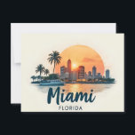 Miami City Florida skyline Postcard<br><div class="desc">Celebrate the vibrant energy of Miami, Florida with this sophisticated black and white city skyline illustration! This elegant design captures the essence of Miami’s iconic skyline and waterfront, paired with stylish calligraphy that reads "Miami Florida." Perfect for Miami locals, fans of this coastal metropolis, travelers, or anyone who loves urban...</div>