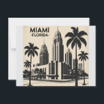 Miami City Florida skyline Postcard<br><div class="desc">Celebrate the vibrant energy of Miami, Florida with this sophisticated black and white city skyline illustration! This elegant design captures the essence of Miami’s iconic skyline and waterfront, paired with stylish calligraphy that reads "Miami Florida." Perfect for Miami locals, fans of this coastal metropolis, travelers, or anyone who loves urban...</div>