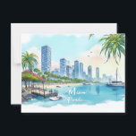 Miami City Florida skyline Postcard<br><div class="desc">Celebrate the vibrant energy of Miami, Florida with this sophisticated black and white city skyline illustration! This elegant design captures the essence of Miami’s iconic skyline and waterfront, paired with stylish calligraphy that reads "Miami Florida." Perfect for Miami locals, fans of this coastal metropolis, travelers, or anyone who loves urban...</div>