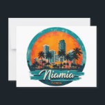 Miami City Florida skyline Postcard<br><div class="desc">Celebrate the vibrant energy of Miami, Florida with this sophisticated black and white city skyline illustration! This elegant design captures the essence of Miami’s iconic skyline and waterfront, paired with stylish calligraphy that reads "Miami Florida." Perfect for Miami locals, fans of this coastal metropolis, travelers, or anyone who loves urban...</div>