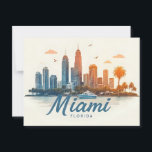 Miami City Florida skyline Postcard<br><div class="desc">Celebrate the vibrant energy of Miami, Florida with this sophisticated black and white city skyline illustration! This elegant design captures the essence of Miami’s iconic skyline and waterfront, paired with stylish calligraphy that reads "Miami Florida." Perfect for Miami locals, fans of this coastal metropolis, travelers, or anyone who loves urban...</div>