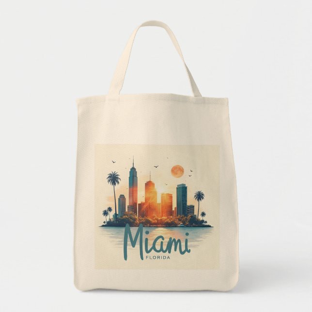 Miami City Florida skyline Tote Bag (Front)