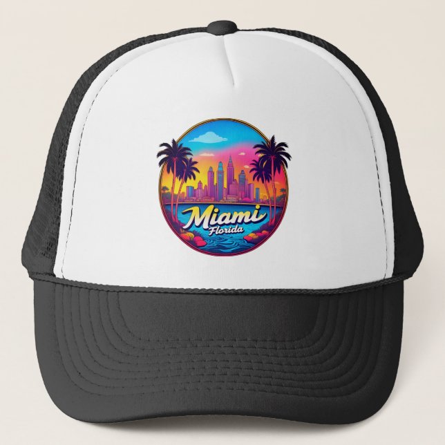 Miami City Florida skyline Trucker Hat (Front)