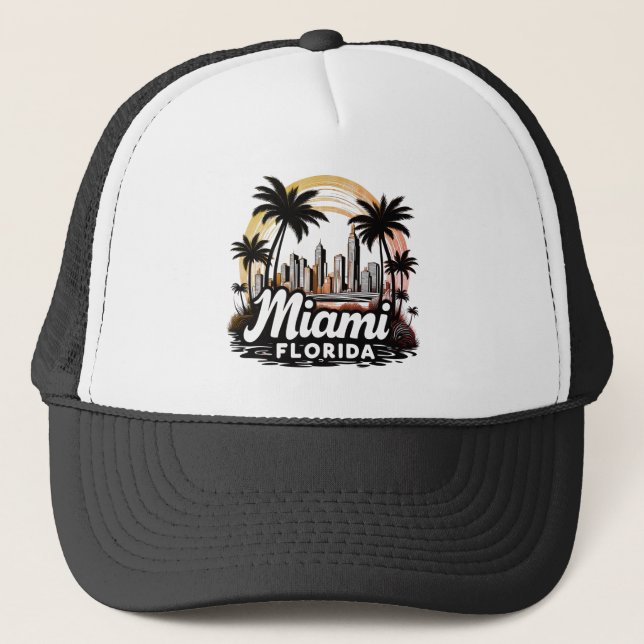 Miami City Florida skyline Trucker Hat (Front)