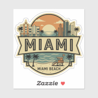 Miami City Florida Skyline Vintage Travel Badge