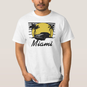 Miami (City Name) Beach Sunset Surf Car T-shirt