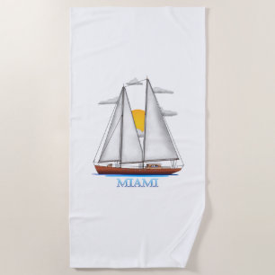 Miami Coastal Nautical Sailing Sailor Beach Towel