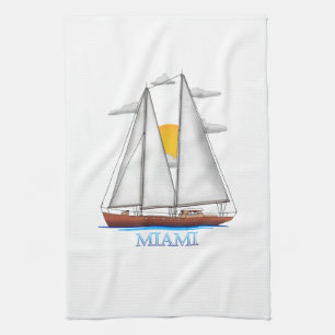 Miami Coastal Nautical Sailing Sailor Tea Towel