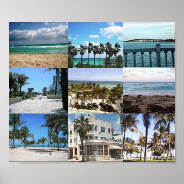 Miami Collage - 50 Shades of Blue Poster (Front)
