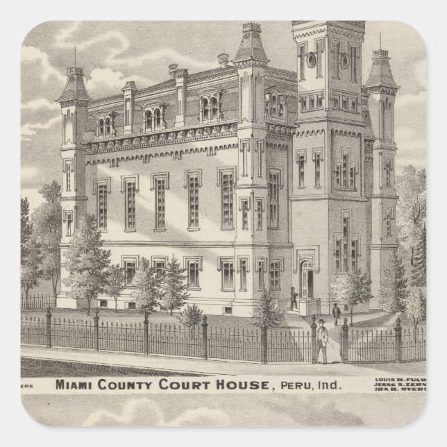 Miami County Court House Square Sticker (Front)