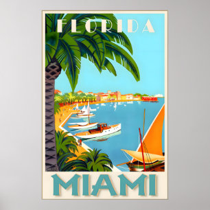 Miami Dade County Florida Atlantic Tropical Travel Poster