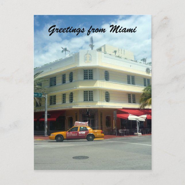 miami deco cab postcard (Front)
