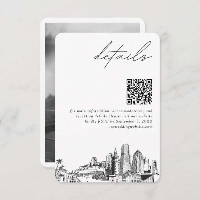 Miami Destination Wedding Details QR Code Small Enclosure Card (Front/Back)