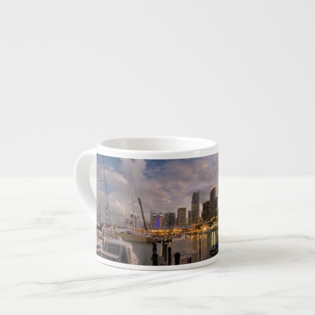 Miami financial skyline at dusk espresso cup (Front Left)