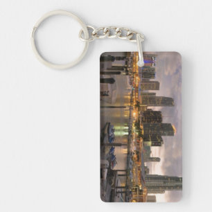 Miami financial skyline at dusk key ring