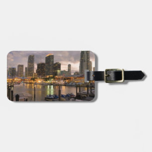 Miami financial skyline at dusk luggage tag