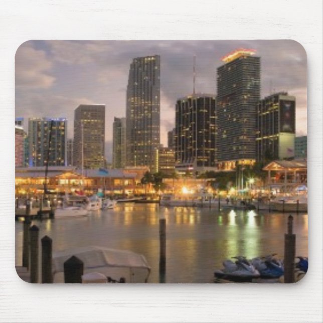 Miami financial skyline at dusk mouse pad (Front)