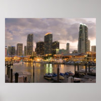 Miami financial skyline at dusk