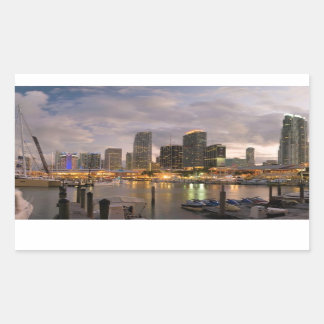 Miami financial skyline at dusk rectangular sticker