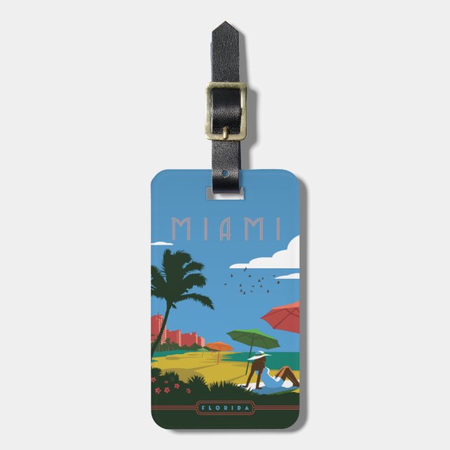 Miami, FL Luggage Tag (Front Vertical)