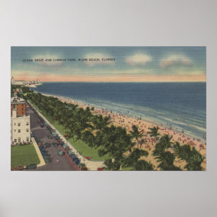 Miami, FL - Ocean Drive and Lummus Park Poster