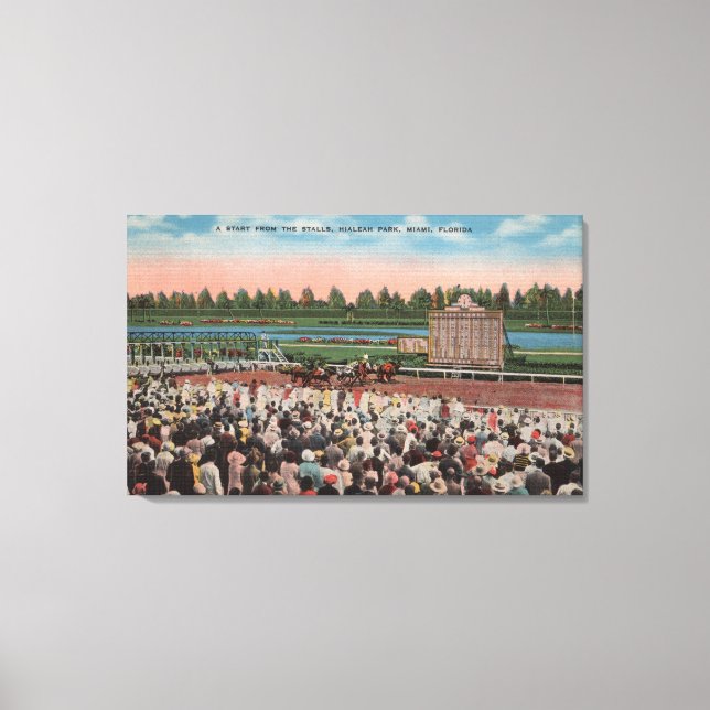 Miami, FL - View of Hialeah Park with Horse Canvas Print (Front)