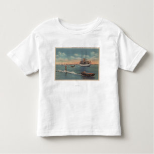 Miami, FL - Water Skiing Scene, Wooden Boat Toddler T-Shirt