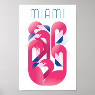 Miami Flamingo Colour Poster
